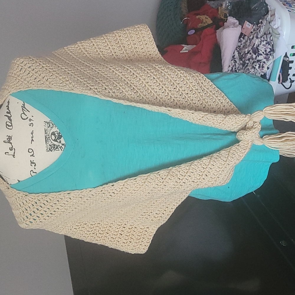 Cream Crochet Shawl Handmade
